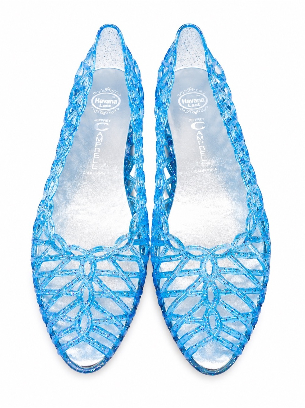 Jeffrey Campbell Havana Jelly Ballet Flats - Blue Glitter size 9 (fits like 8.5)